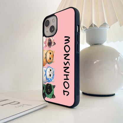 Custom Name Cute Cats Glass Case