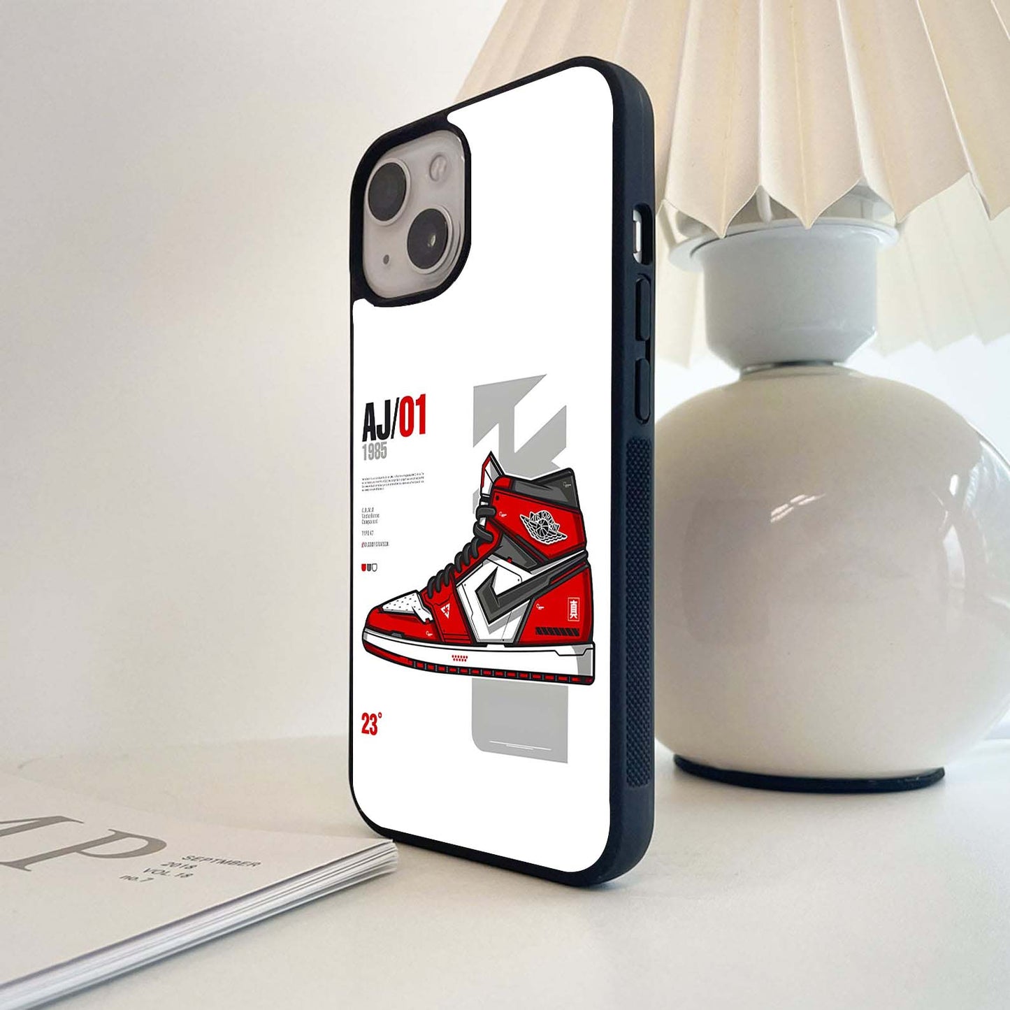 Retro Sneaker Blueprint Glass Case