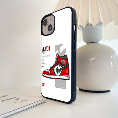 Retro Sneaker Blueprint Glass Case