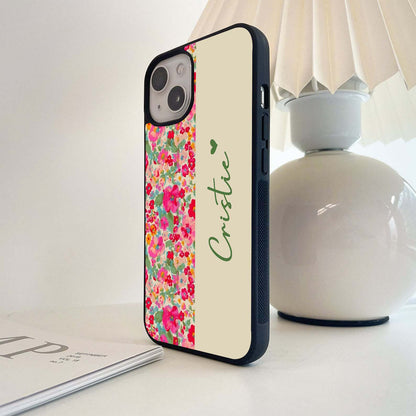 Custom Name Pink Floral Glass Case