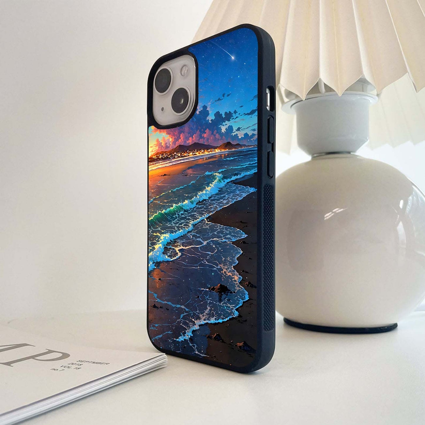 Starlit Coastal Waves Glass Case
