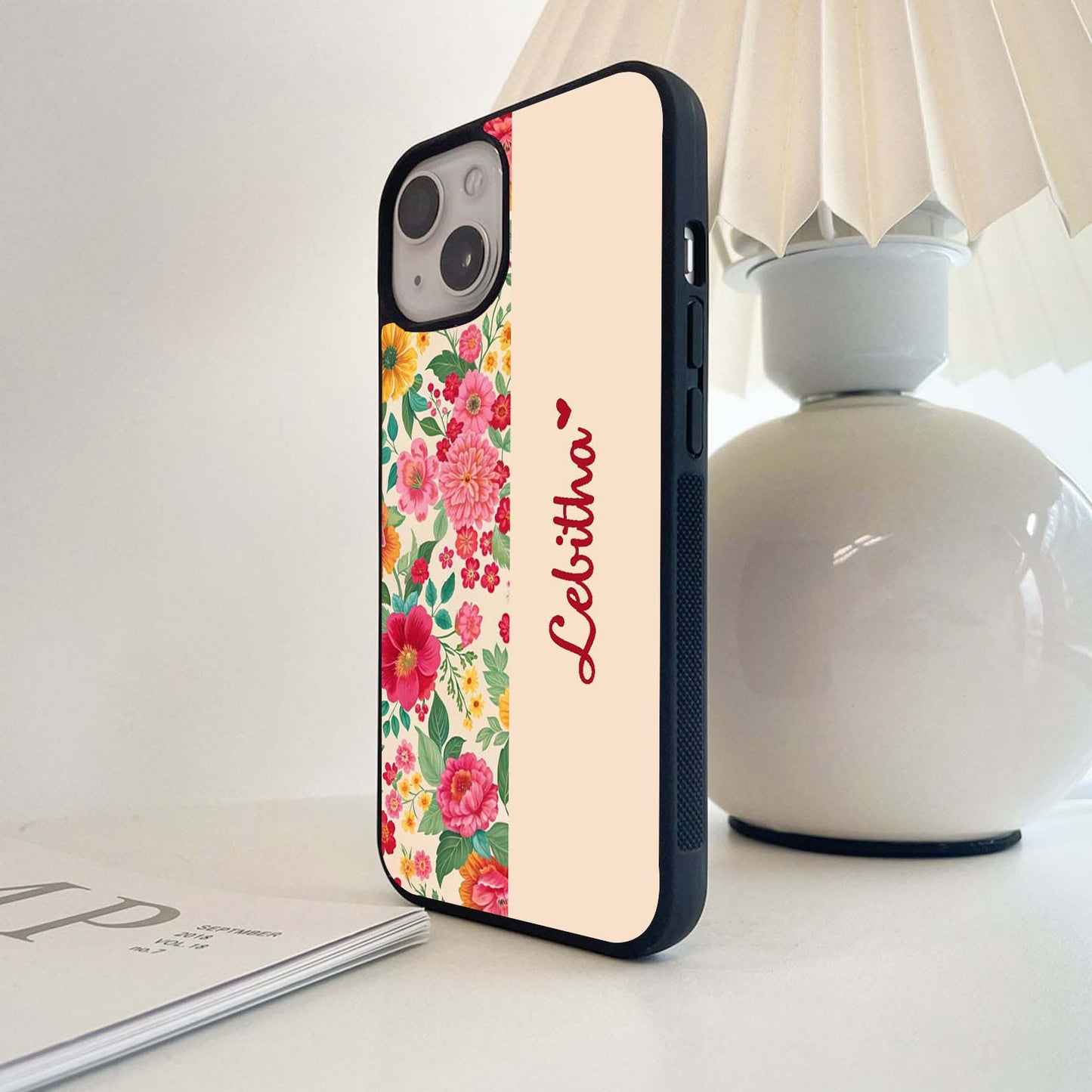 Custom Name Flower Drift Glass Case