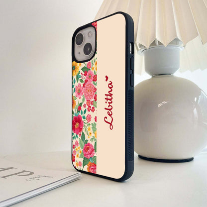 Custom Name Flower Drift Glass Case