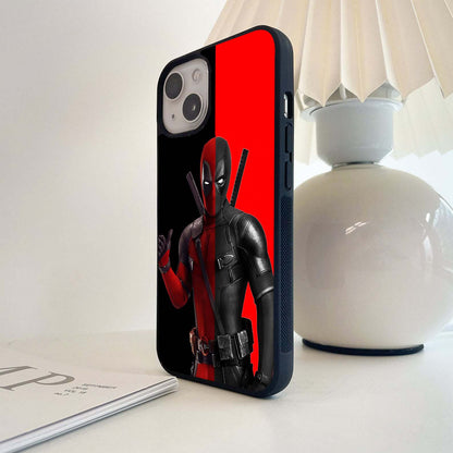 Red & Black Deadpool Theme Glass Case