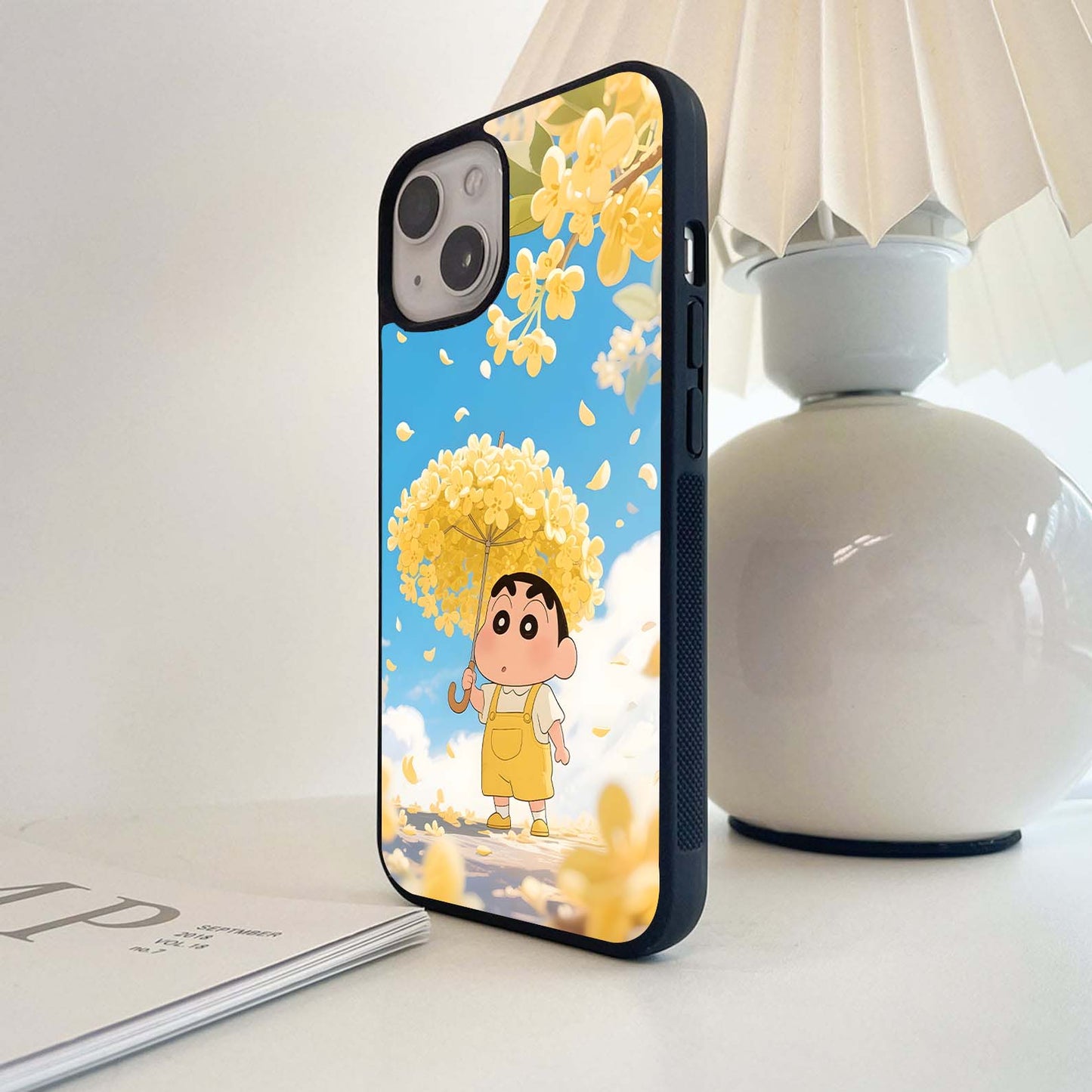 Shinchan Flower Rain Glass Case
