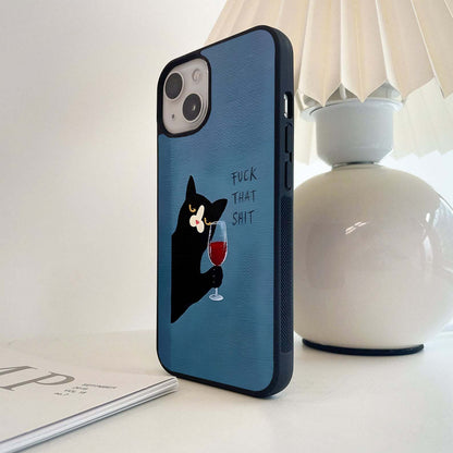 Midnight Wine Cat Glass Case