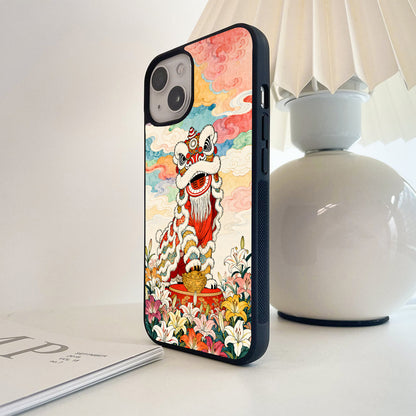 Fortune Lion Dance Glass Case