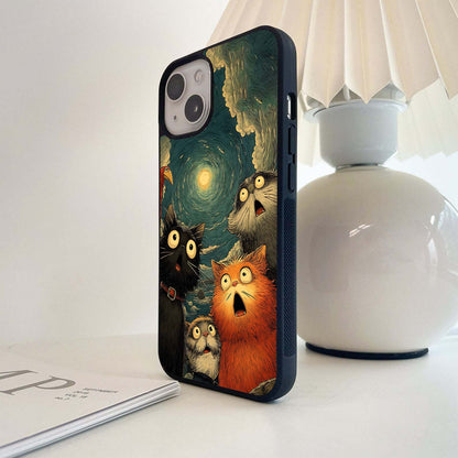 Moon Shocked Cat Glass Case