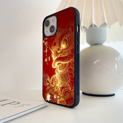 Golden Lion Spirit Glass Case