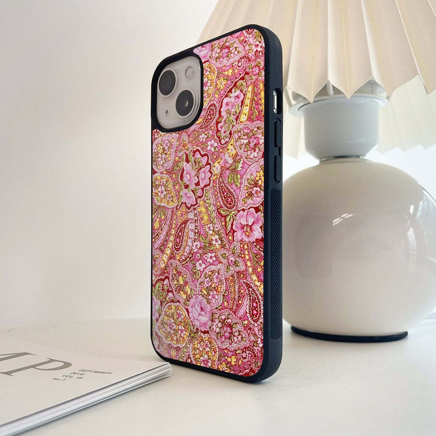 Pink Paisley Blossom Glass Case