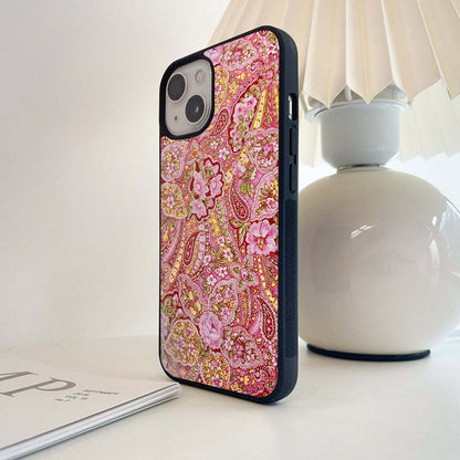 Pink Paisley Blossom Glass Case