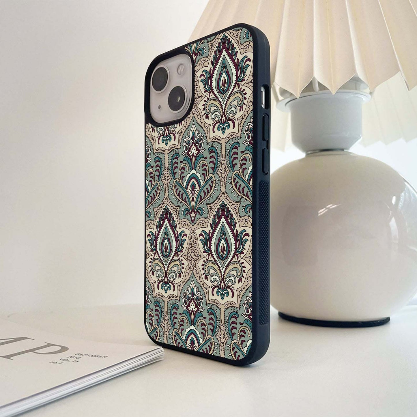 Teal Paisley Elegance Glass Case