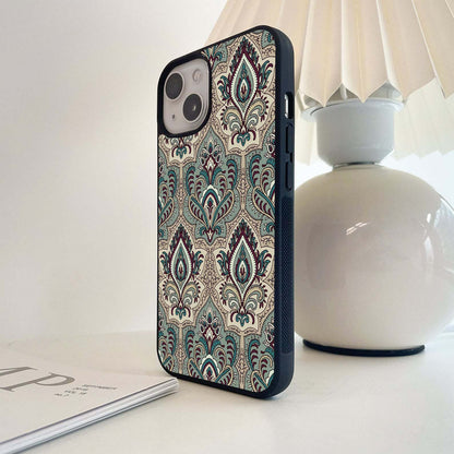 Teal Paisley Elegance Glass Case