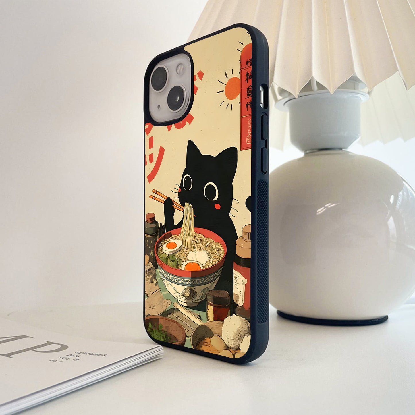 Lucky Ramen Cat Glass Case