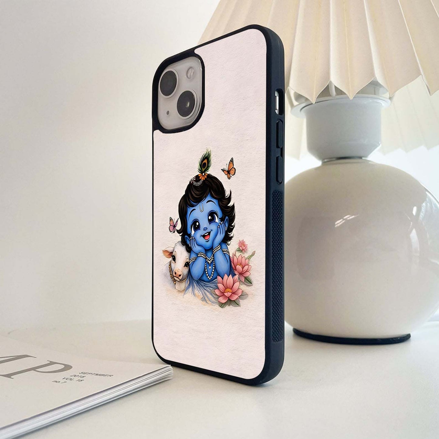 Krishna Cow Cuddle Glass Case