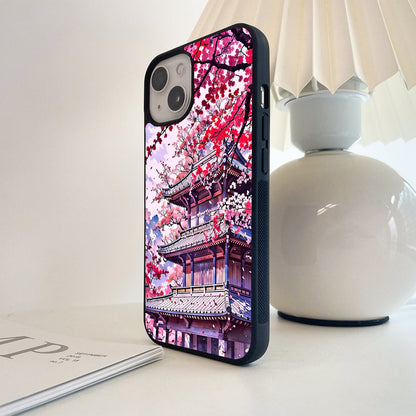 Pink Blossom Temple Glass Case