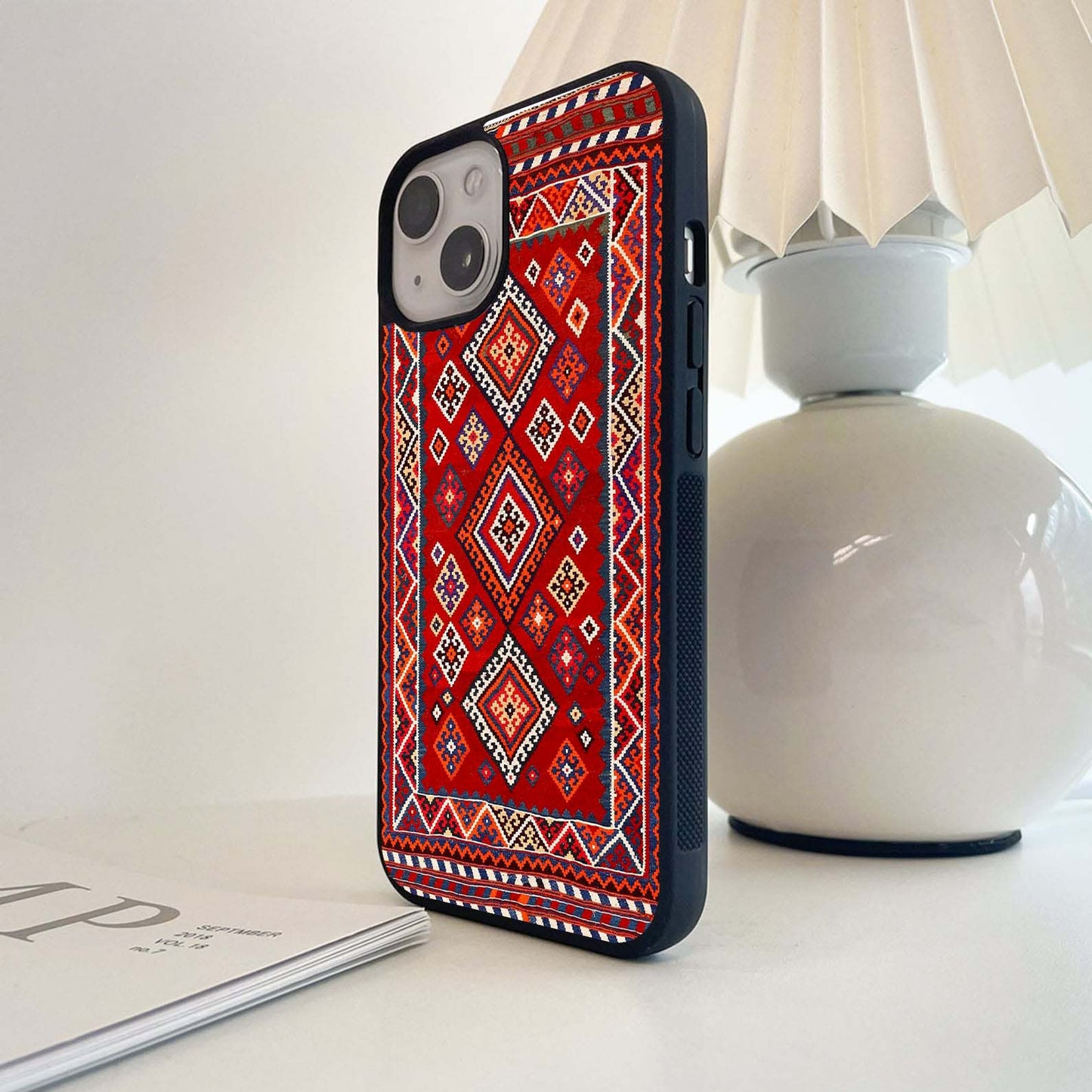 Red Sparkle Pattern Glass Case
