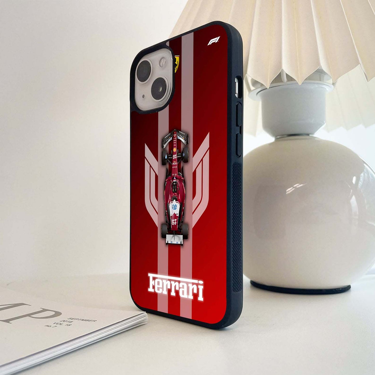 Red Ferrari F1 Vertical Glass Case