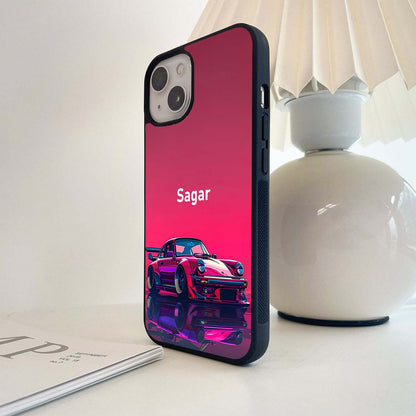 Neon Pink Porsche Glass Case