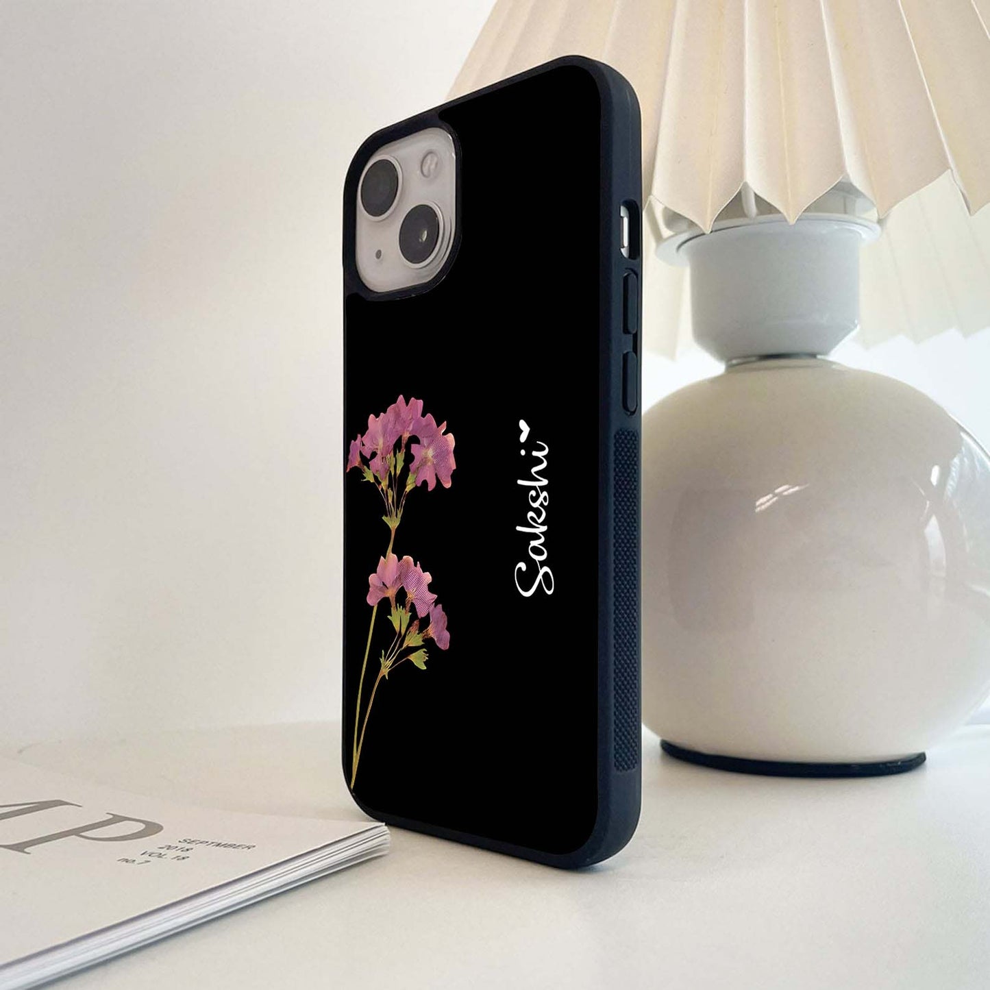 Riching Lavender Flower Custom Name Glass Case