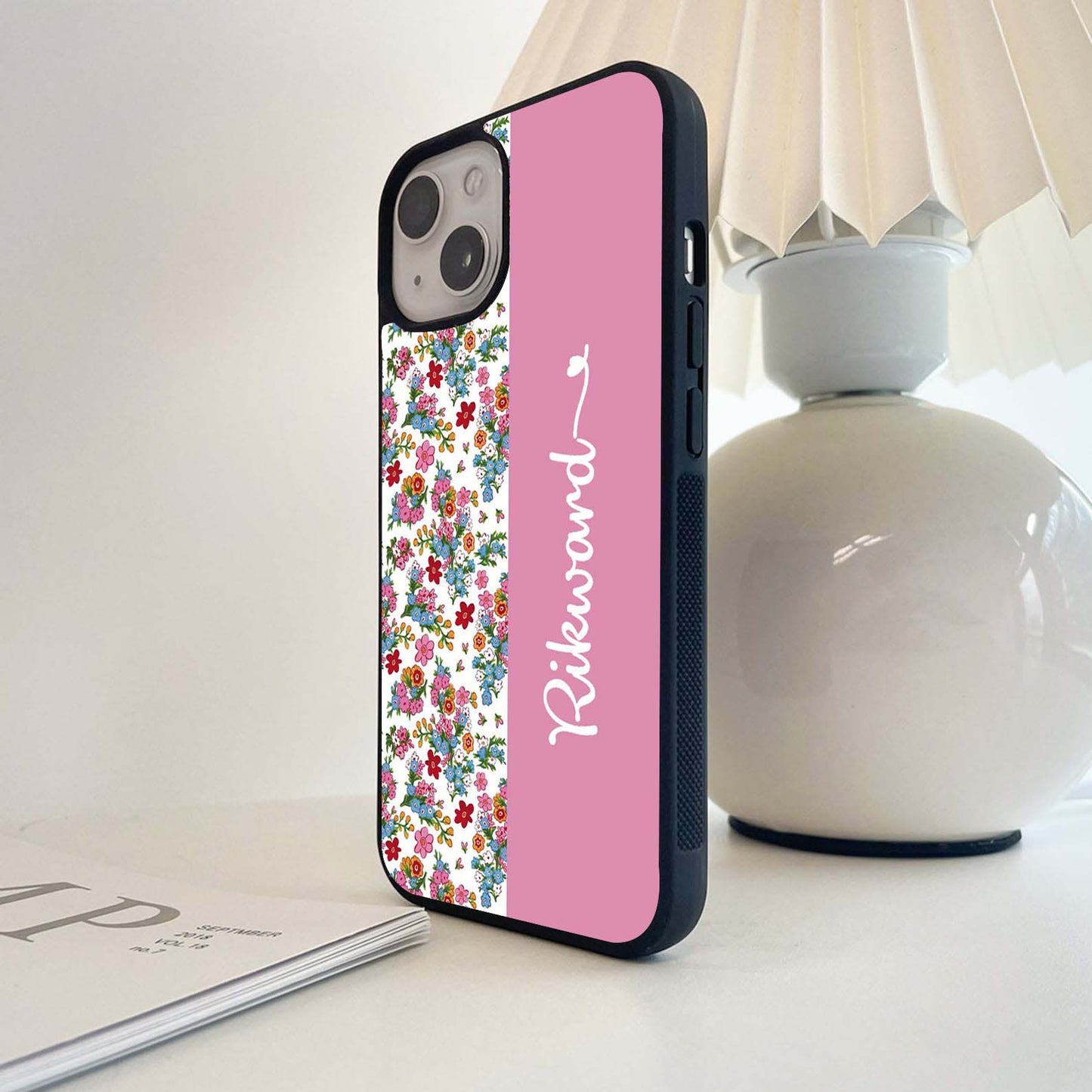 Custom Name Vintage Floral Glass Case