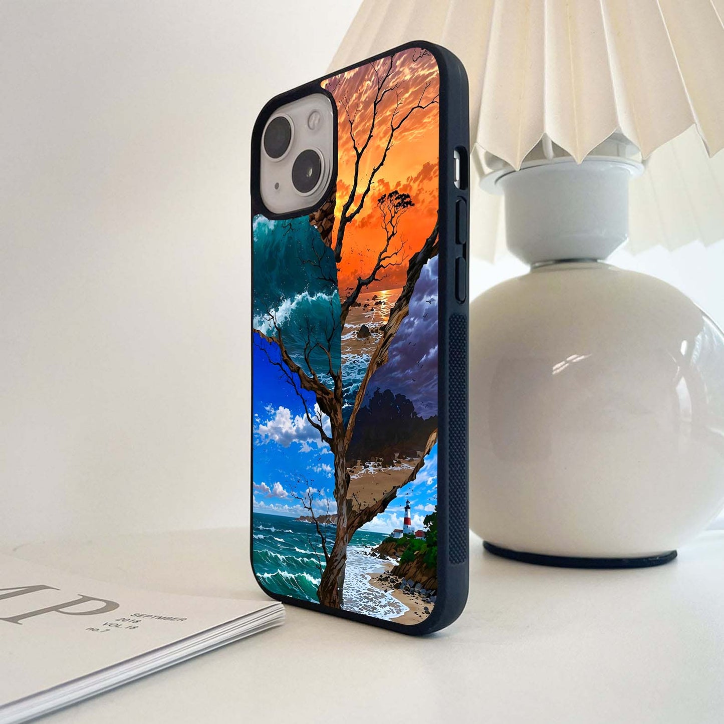 Lighthouse Of Seasons Glass Case