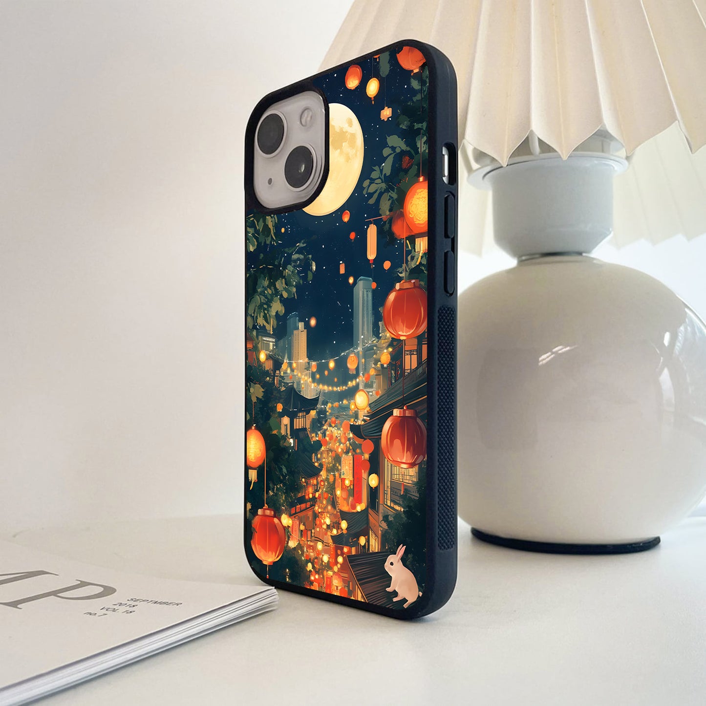 Moonlit Lantern Festival Glass Case