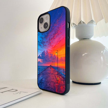 Neon Sunset Pier Glass Case