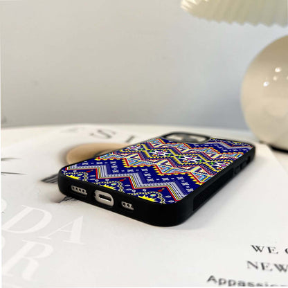 Blue Colorful Pattern Glass Case