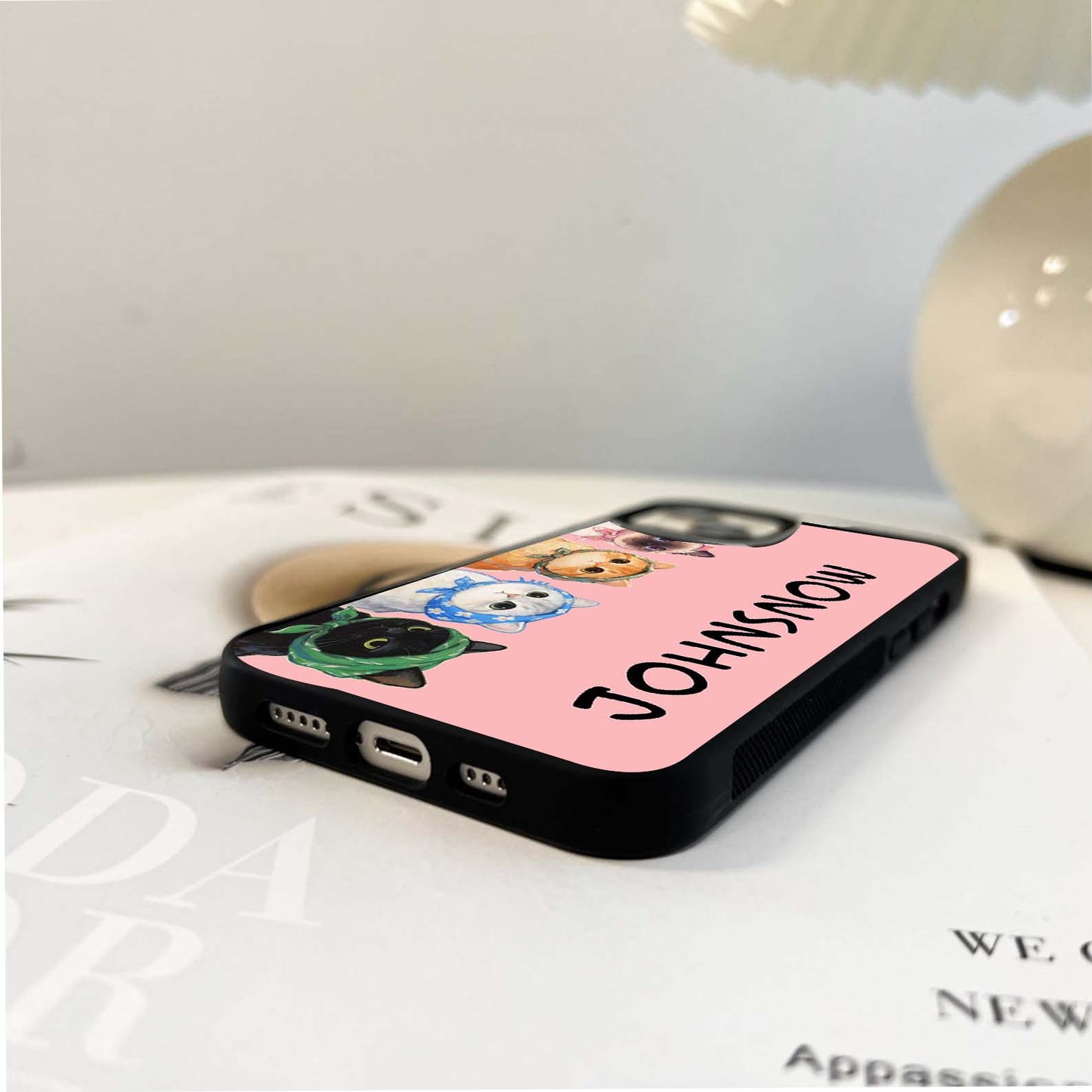 Custom Name Cute Cats Glass Case