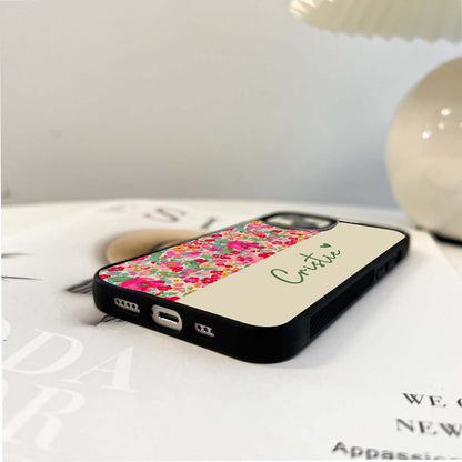 Custom Name Pink Floral Glass Case