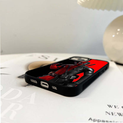 Red & Black Deadpool Theme Glass Case