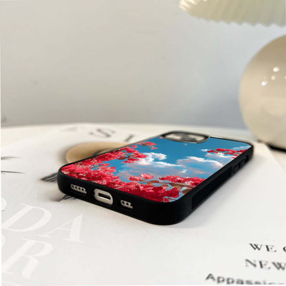 Blossoms Under Crescent Sky Glass Case