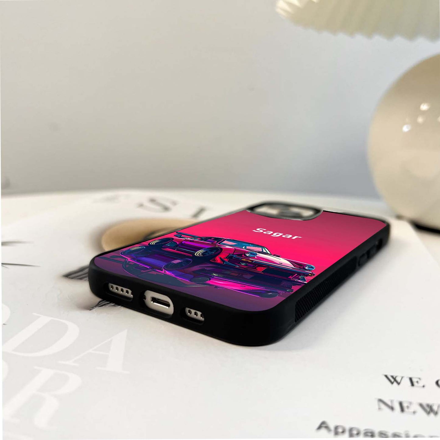 Neon Pink Porsche Glass Case