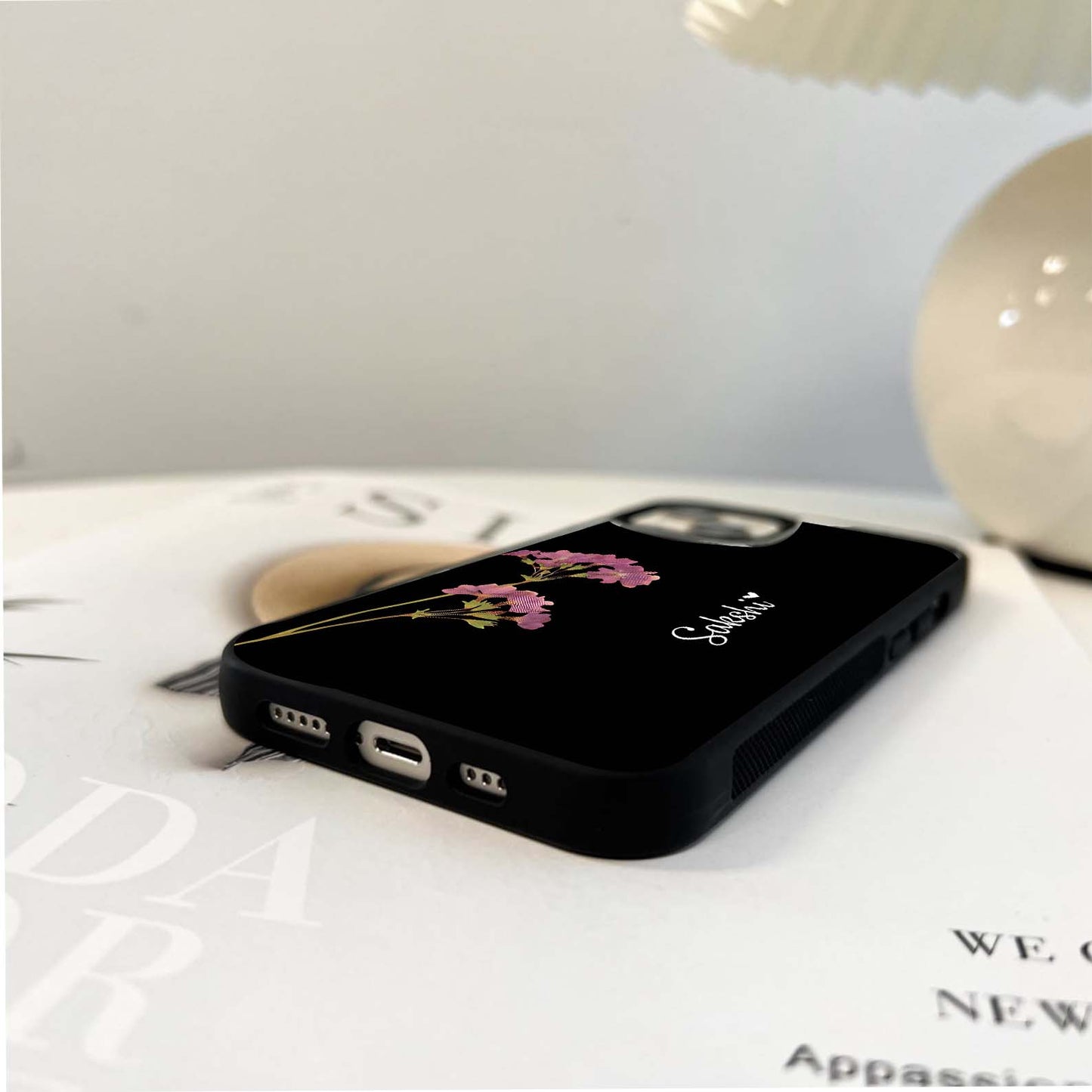 Riching Lavender Flower Custom Name Glass Case