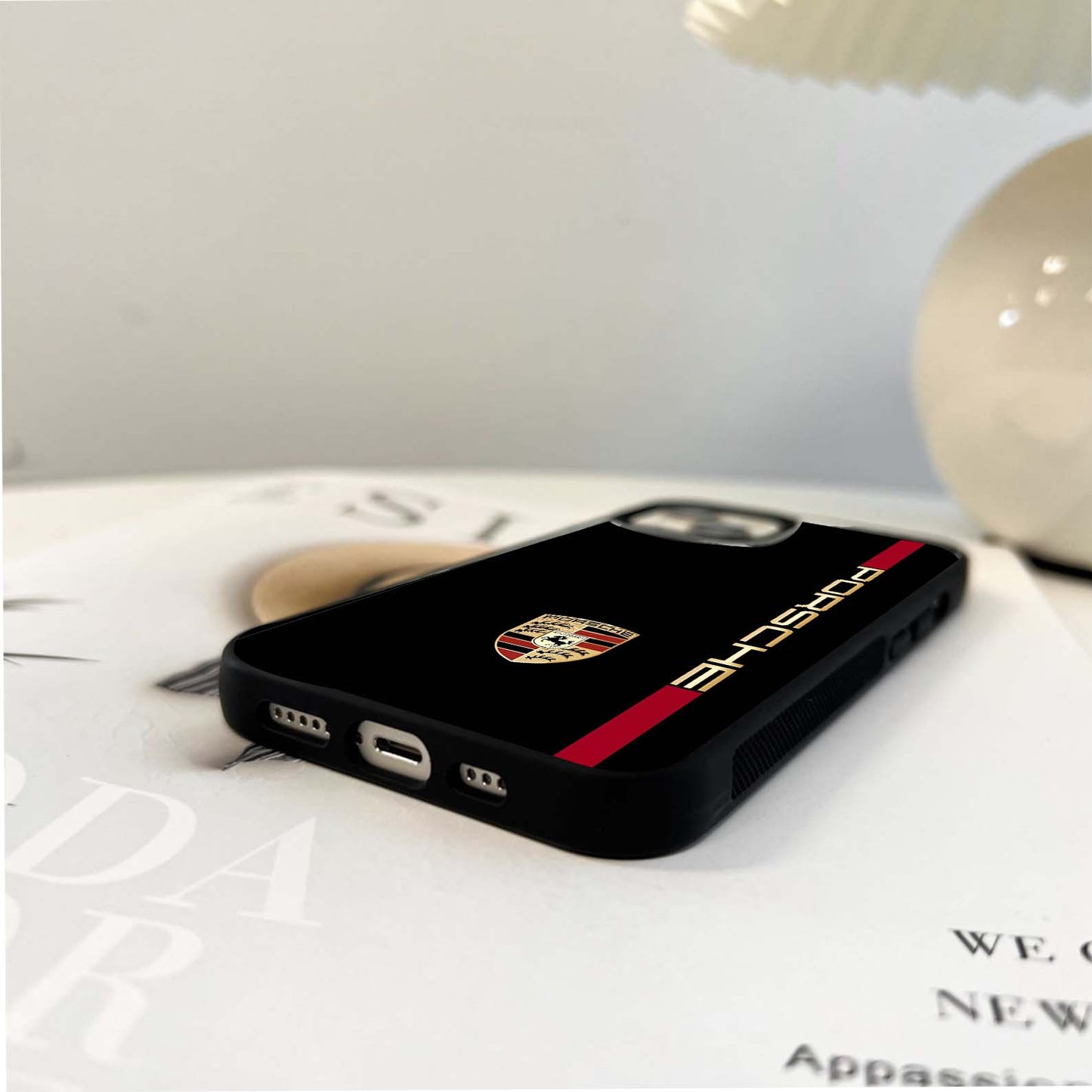 Black Minimal Porsche Glass Case