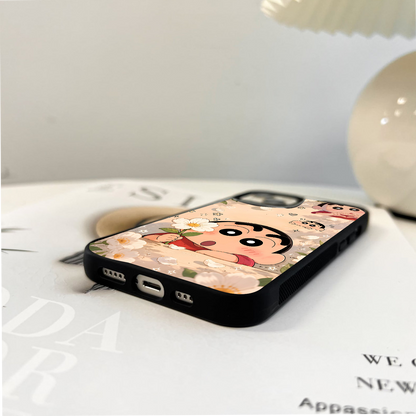 Floral Cute Shinchan Glass Case