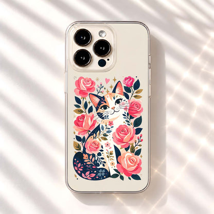 Floral Kitty Dreams Clear Silicon Cover