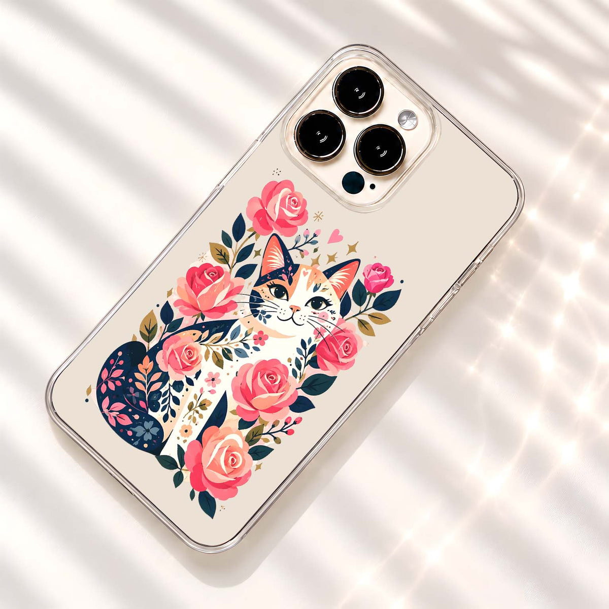 Floral Kitty Dreams Clear Silicon Cover