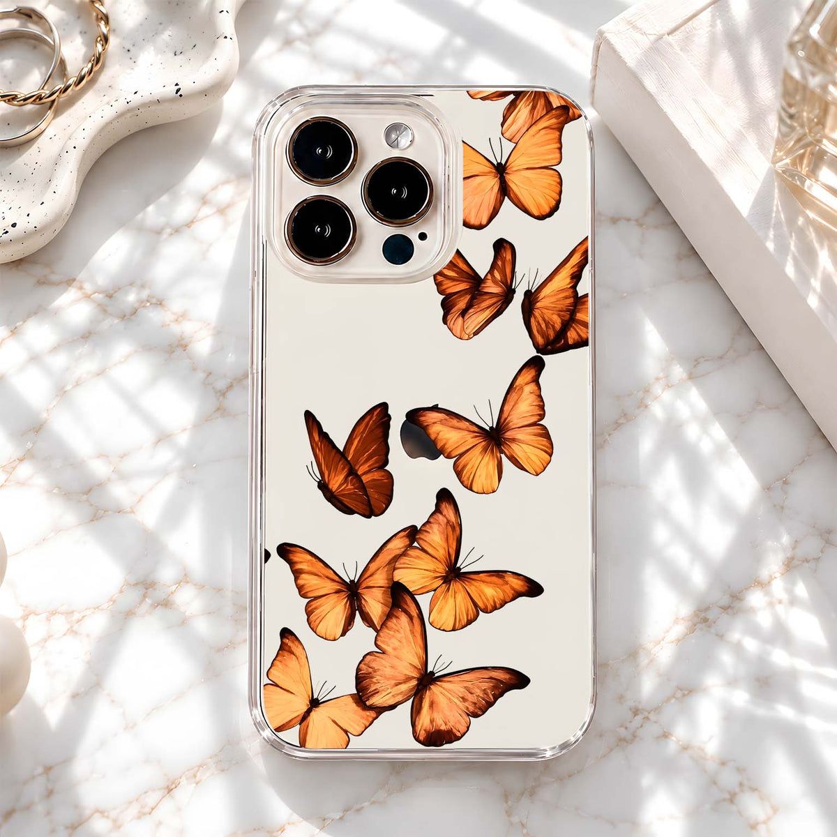Golden Butterfly Dreams Clear Silicon Cover