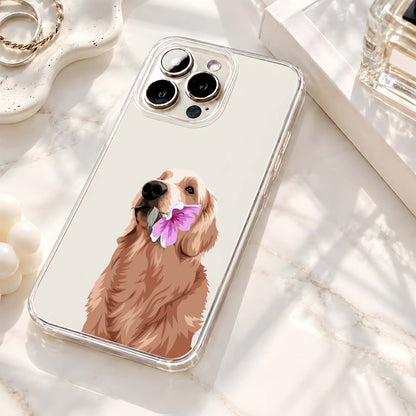 Golden Dog Bloom Clear Silicon Cover