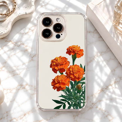Golden Marigold Blooms Clear Silicon Cover