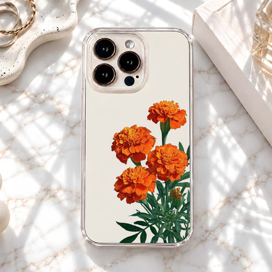 Golden Marigold Blooms Clear Silicon Cover