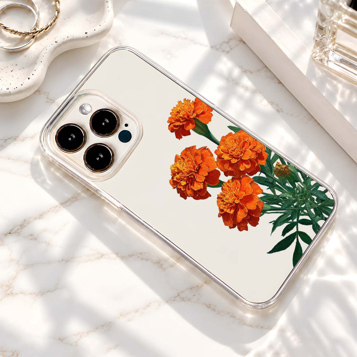 Golden Marigold Blooms Clear Silicon Cover