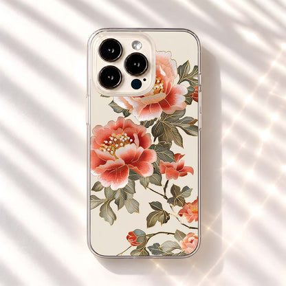 Golden Peach Florals Clear Silicon Cover