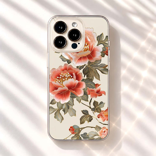 Golden Peach Florals Clear Silicon Cover