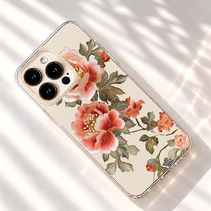 Golden Peach Florals Clear Silicon Cover