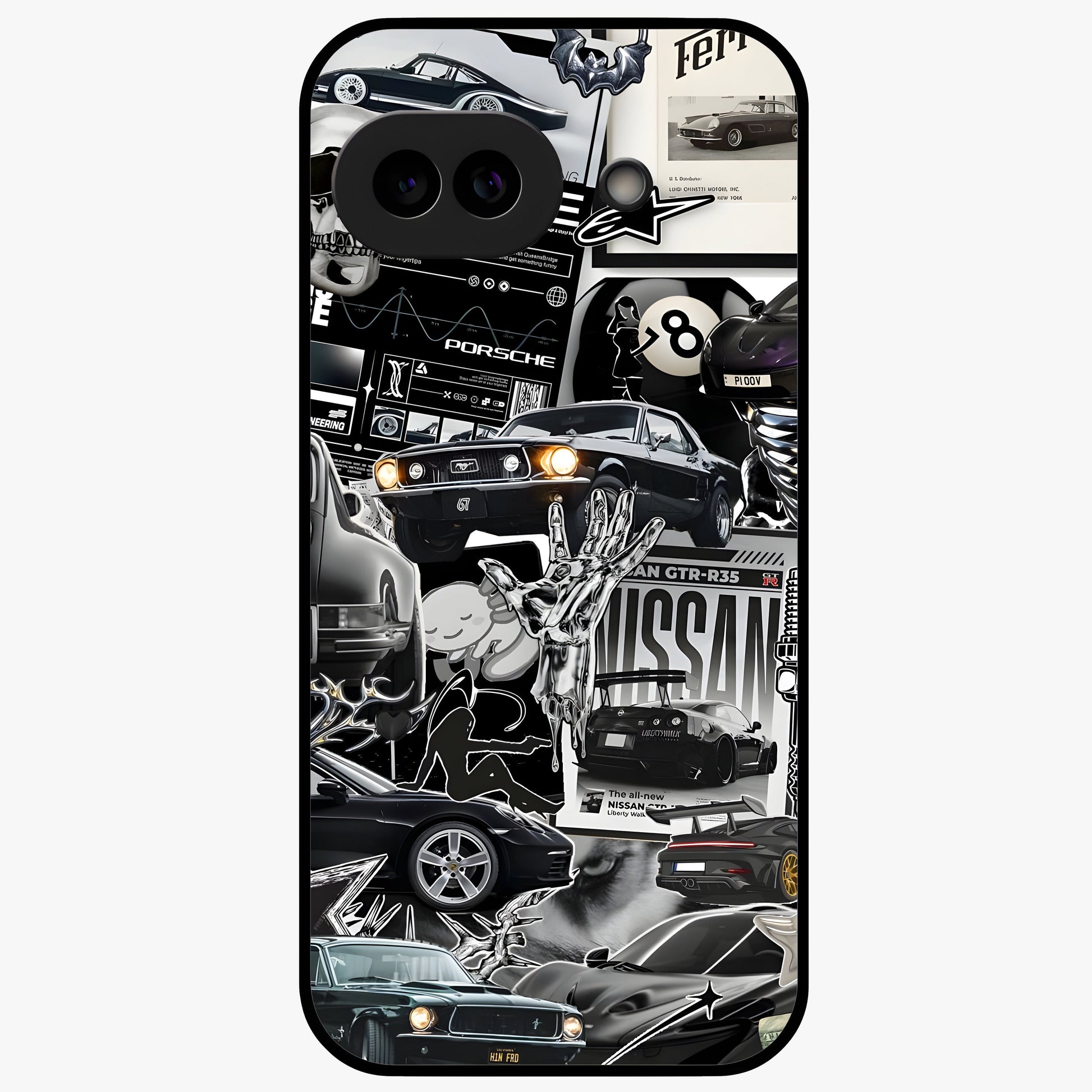 Aesthetic Dark Love Glass Case showing flat back view with dark romantic artwork and glossy glass finish.