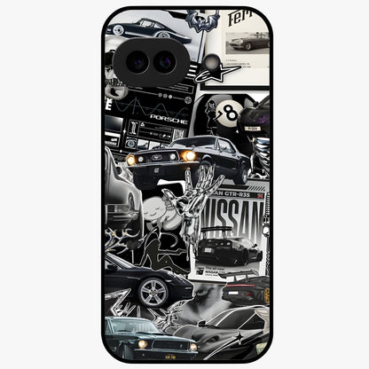 Aesthetic Dark Love Glass Case showing flat back view with dark romantic artwork and glossy glass finish.