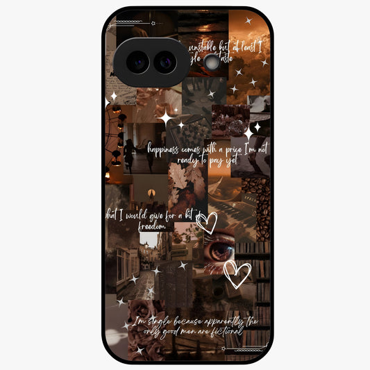 Bittersweet Aesthetic Chaos Glass Case showing flat back view with artistic chaotic aesthetic design and glossy glass finish.